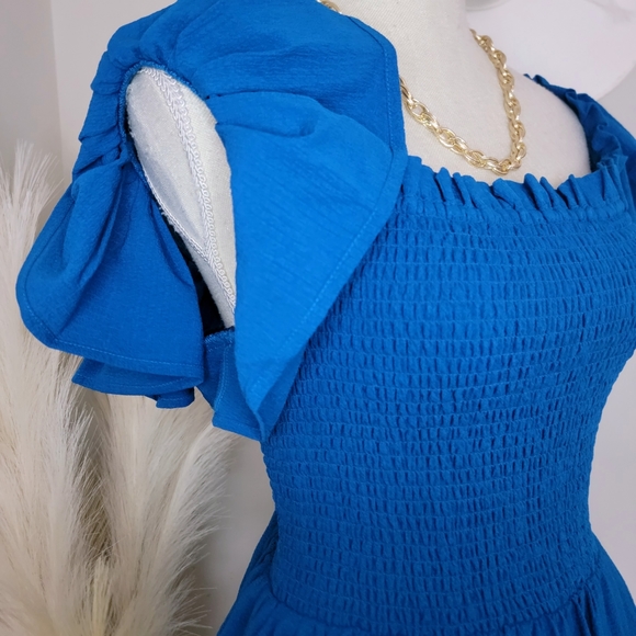 EXPRESS NWT Smocked Ruffle Off The Shoulder Fun Dress - Picture 4 of 8